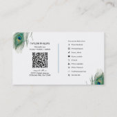 Carte De Visite Peacock Feather Boho Élégant (Dos)