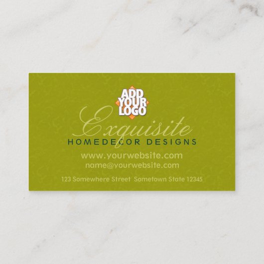 Carte De Visite Peacock Feather Damask Home Decor Designer (Dos)