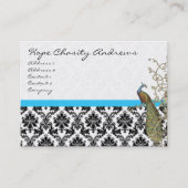 Carte De Visite Peacock noir blanc Damas brillant Aqua Trier (Devant)