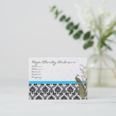 Carte De Visite Peacock noir blanc Damas brillant Aqua Trier (Debout devant)