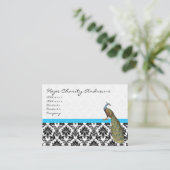 Carte De Visite Peacock noir blanc Damas brillant Aqua Trier (Debout devant)