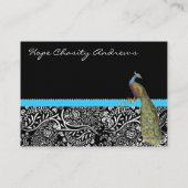 Carte De Visite Peacock noir blanc Damas brillant Aqua Trier (Dos)