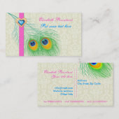 Carte De Visite Peacock plumes bleu chaud rose oeil attrayant (Devant / Derrière)