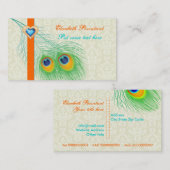 Carte De Visite Peacock plumes turquoise orangé attirant oeil (Devant / Derrière)