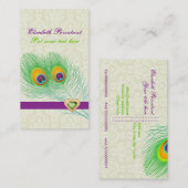 Carte De Visite Peacock plumes violet vert oeil attrayant (Devant / Derrière)