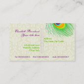 Carte De Visite Peacock plumes violet vert oeil attrayant (Dos)