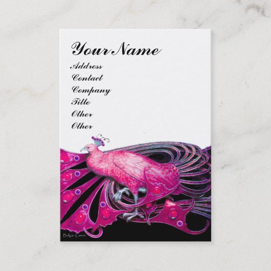 Carte De Visite PEACOCK rose noir blanc (Devant)