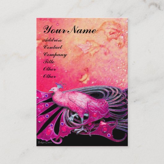 Carte De Visite PEACOCK rose rouge noir (Devant)