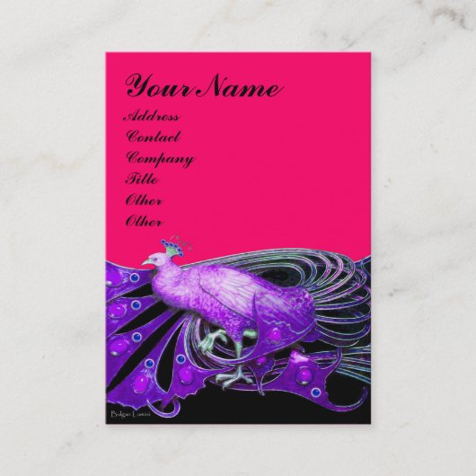 Carte De Visite PEACOCK rose violet noir (Devant)