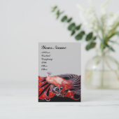 Carte De Visite PEACOCK rouge noir gris (Debout devant)