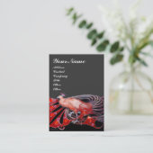 Carte De Visite PEACOCK rouge noir gris foncé (Debout devant)