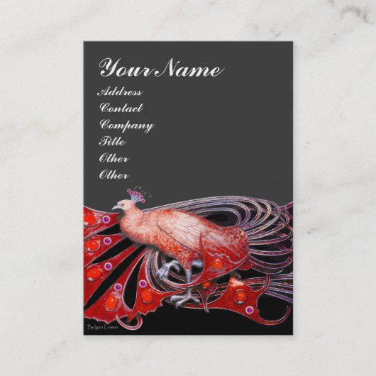 Carte De Visite PEACOCK rouge noir gris foncé (Devant)