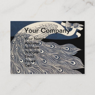 Carte De Visite Peacock Vintage Bleu Art Nouveau