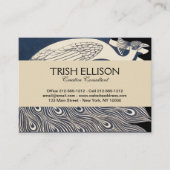 Carte De Visite Peacock Vintage Bleu Art Nouveau (Devant)