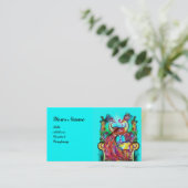 Carte De Visite PEACOCKS EN AMOUR MONOGRAM, bleu rouge turquase (Debout devant)