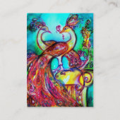 Carte De Visite PEACOCKS EN AMOUREUX Rouge Bleu Turquoise Mariage (Dos)