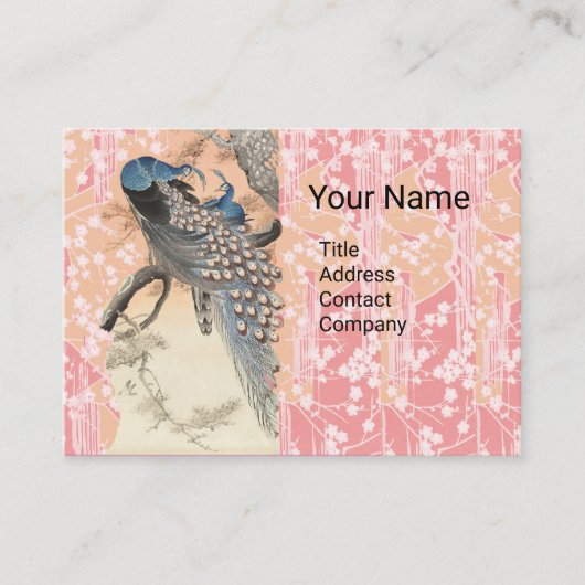 Carte De Visite PEACOCKS, ROSE BLANC FLEURS SAKURA Japonais Floral (Devant)