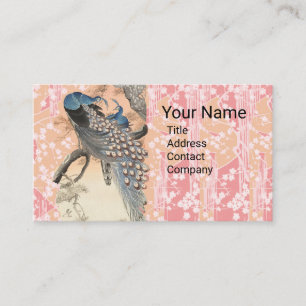 Carte De Visite PEACOCKS, ROSE BLANC FLEURS SAKURA Japonais Floral