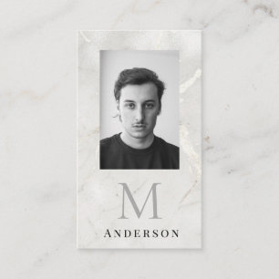 Carte De Visite Pearl Marble Masculine photo qrcode