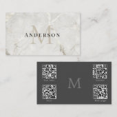 Carte De Visite Pearl Marble Masculine photo qrcode (Devant / Derrière)