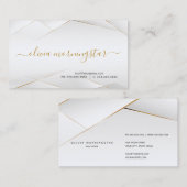 Carte De Visite Pearl moderne blanc et or géométrique (Devant / Derrière)