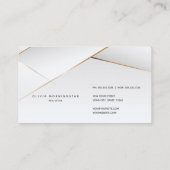 Carte De Visite Pearl moderne blanc et or géométrique (Dos)