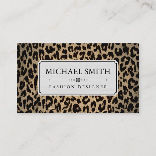 Carte De Visite Peau de léopard moderne élégante professionnelle # (Devant)