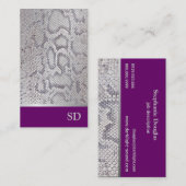 Carte De Visite Peau de serpent gris clair argenté (Devant / Derrière)