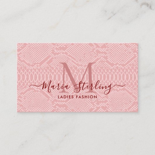 Carte de visite Peau Python rose clair (Devant)