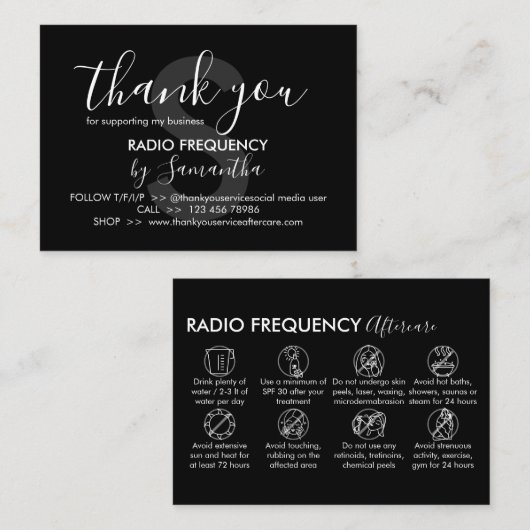 Carte De Visite Peau radio-fréquence resserrer le Merci post-soins (Devant / Derrière)