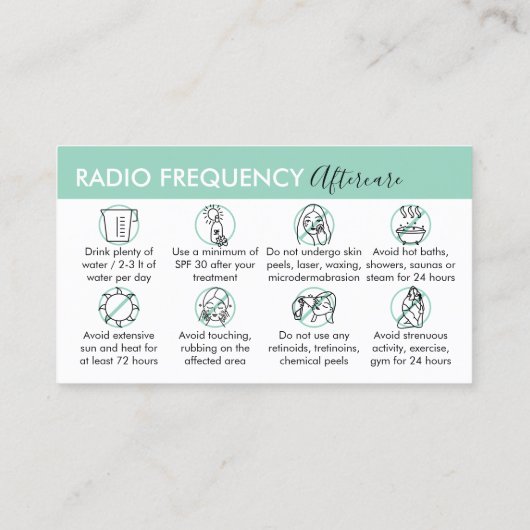 Carte De Visite Peau radio-fréquence Serrer le vert après soins (Dos)