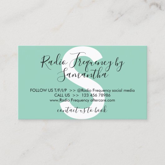 Carte De Visite Peau radio-fréquence Serrer le vert après soins (Devant)