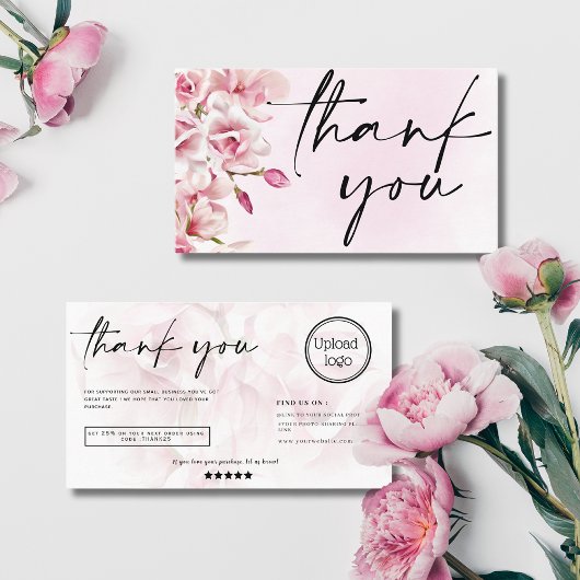 Carte De Visite Peau rose pastel script commander logo merci