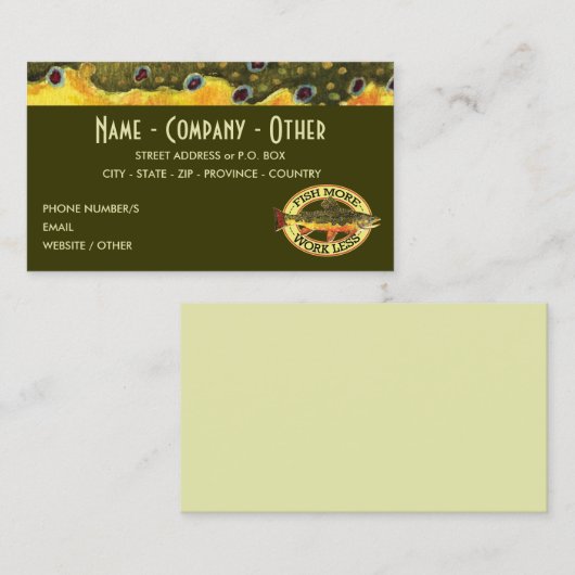 Carte De Visite Pêche à la mouche (Devant / Derrière)
