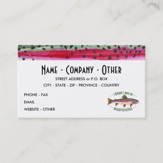 Carte De Visite Pêche à la truite Customisée (Devant)