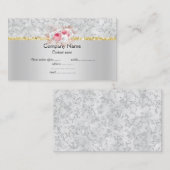 Carte De Visite Pêche argent floral élégant semi brillant entrepri (Devant / Derrière)