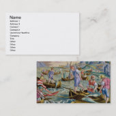 Carte De Visite Pêche avec des filets et des tridents dans la baie (Devant / Derrière)