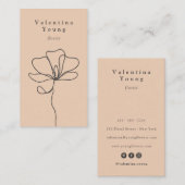 Carte De Visite Pêche broussailleuse minime fine art floral chic é (Devant / Derrière)