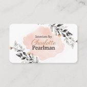 Carte De Visite Pêche chic et gris moderne Floral (Devant)