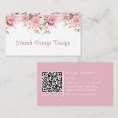 Carte De Visite Pêche d'automne | Code QR Fleur d'aquarelle Entrep (Devant / Derrière)