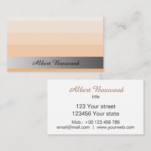 Carte De Visite Pêche de gradient avec le texte argenté de coutume (Devant / Derrière)