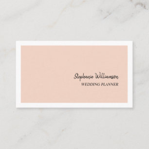 Carte De Visite Pêche et blanc Élégant Wedding planner moderne