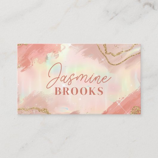 Carte De Visite Pêche et Parties scintillant d'or Sparkling Pastel (Devant)