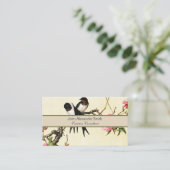 Carte De Visite Pêche Fleur & Oiseaux Art Chinois (Debout devant)