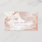 Carte De Visite Pêche pâle et marbre gris, Classé (Devant)