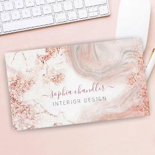 Carte De Visite Pêche pâle et marbre gris, Classé