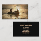 Carte De Visite Pêche primitive de canoë de bateau de lac de pays (Devant / Derrière)