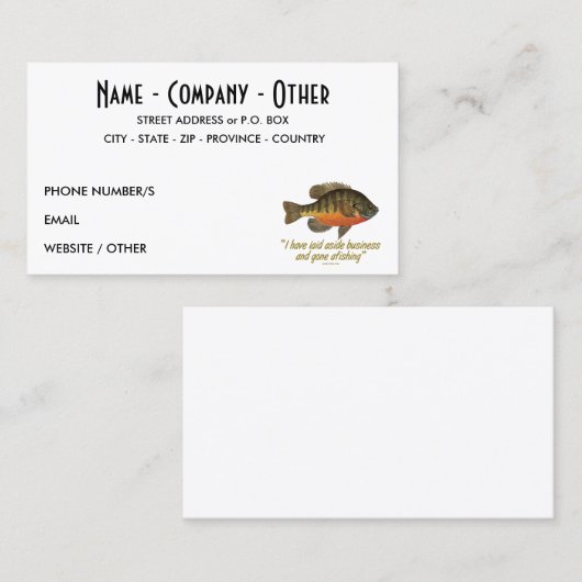 Carte De Visite Pêcheur de Bream (Devant / Derrière)