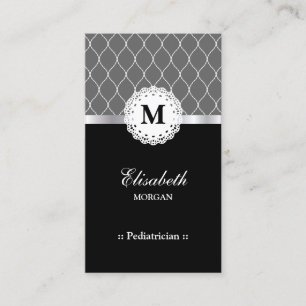Carte De Visite Pediatrician Elegant Black Lace Motif
