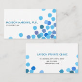 Carte de visite pédiatrique Bleu-Pointillé moderne (Devant / Derrière)